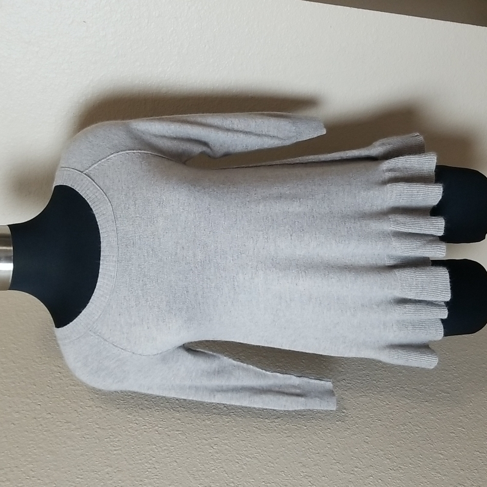 Topshop Ruffle 3/4 Sleeve Gray Rabbit Hair Blend Sweater